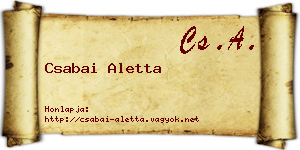 Csabai Aletta névjegykártya